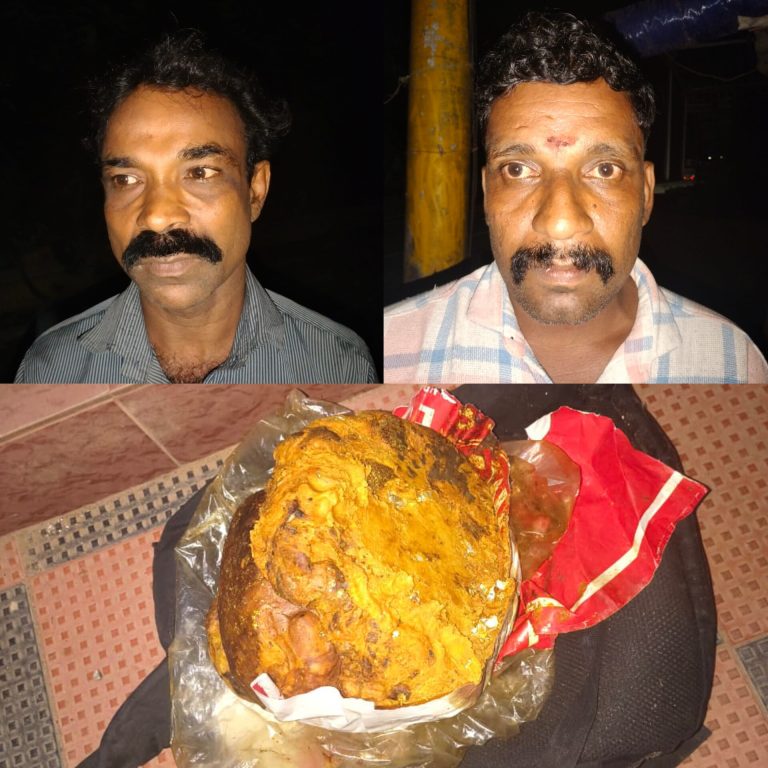 കോടികൾ വിലമതിക്കുന്ന തിമിംഗല ഛർദ്ദിയുമായി രണ്ടുപേരെ പന്തളം പോലീസ് അറസ്റ്റ് ചെയ്തു.